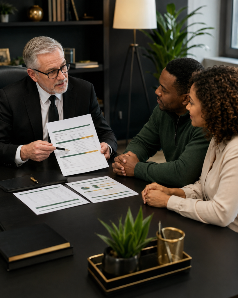 Senior credit education consultation with a financial counselor